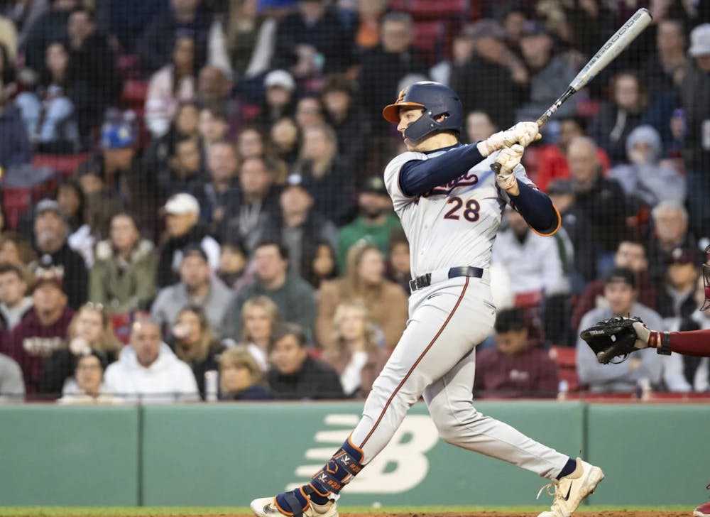 Ference crushes an extra base hit at storied Fenway Park against Boston College.