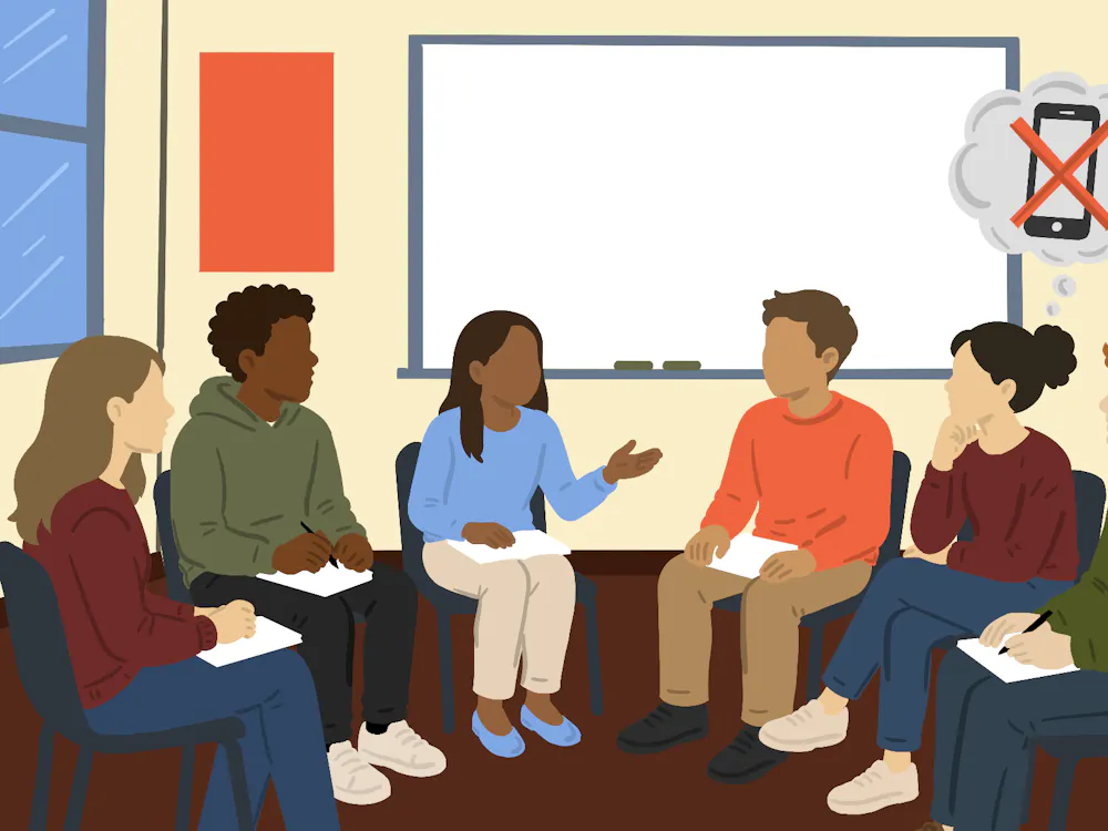 The classes ask students to “refrain” from using all devices during class time, with the goal of encouraging students to “develop a more thoughtful relationship with their devices."