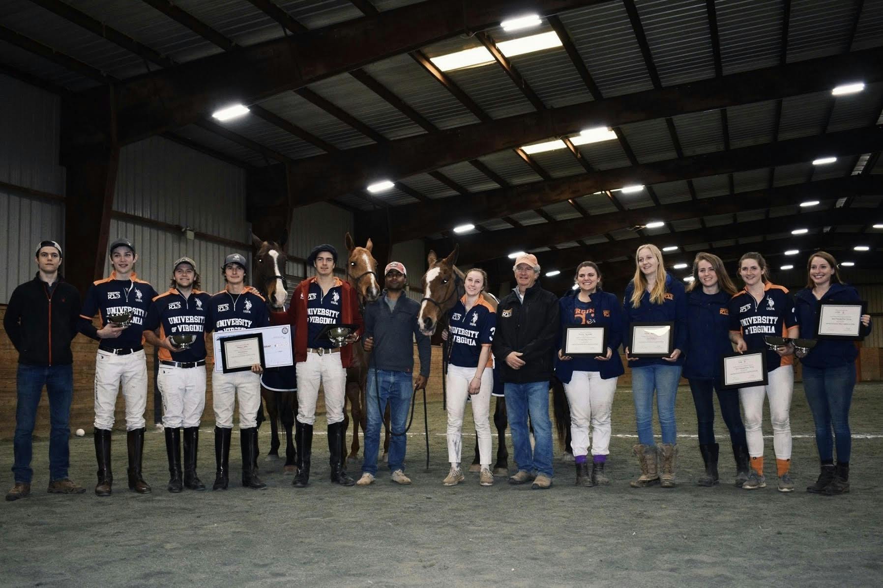 Members of Virgina Polo pose at the Southeastern Regionals with Best Playing Ponies Dumptruck, Viuda and Gaucha. &nbsp;
