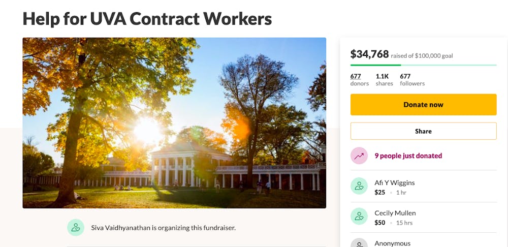 The GoFundMe closed for donations Monday after the University announced the creation of a $2 million emergency assistance fund for furloughed contracted workers.