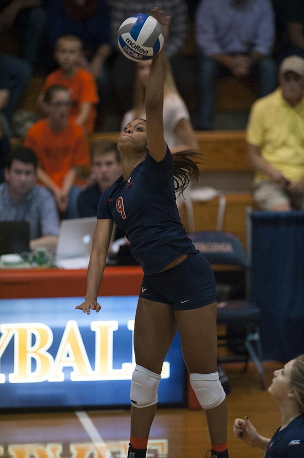 Junior outside hitter Jasmine Burton tallied nine kills on a .350 attack percentage Saturday against Louisville, but the Cavaliers took their first home loss of the season. 