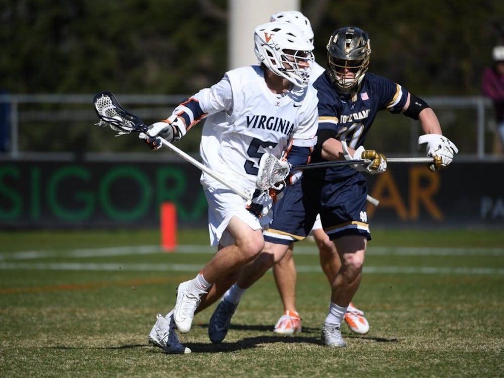 Sophomore attackman Matt Moore recorded four points against No. 7 Notre Dame with a goal and three assists.