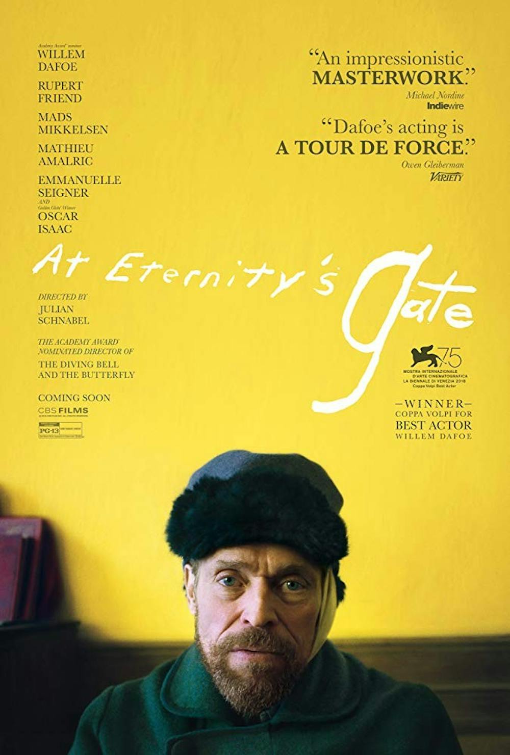 <p>Willem Dafoe's masterful portrayal of Vincent van Gogh's tortured last years makes the messiness of "At Eternity's Gate" merited.</p>