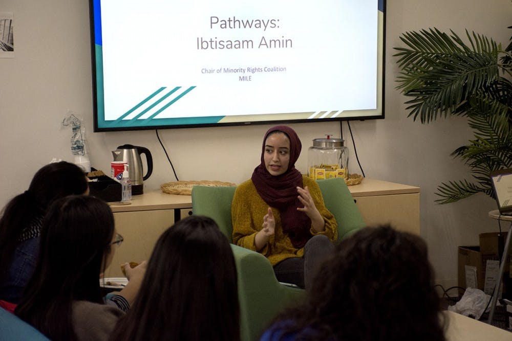 During her second year, Amin was on the publicity committee for the MRC and was appointed chair of the MRC board for the 2018-19 school year.&nbsp;