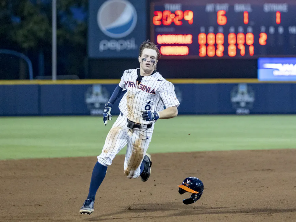 Griff O'Ferrall sprints for an extra-base hit against Louisville.