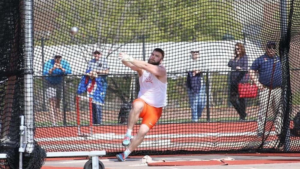 <p>Senior Hilmar Jonsson set the tone early for the Cavaliers and recorded the third-best hammer throw in the country with a mark of 72.21 meter.</p>