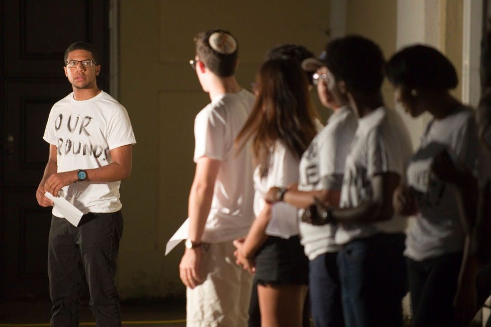 <p>Student groups gathered on the rotunda steps on Monday to read off their list of demands in the wake of the recent violent white supremacist demonstrations.</p>