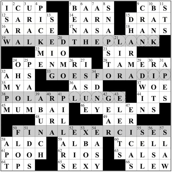 Crossword — Puzzle 4 Answers The Cavalier Daily University of Virginia's Student Newspaper