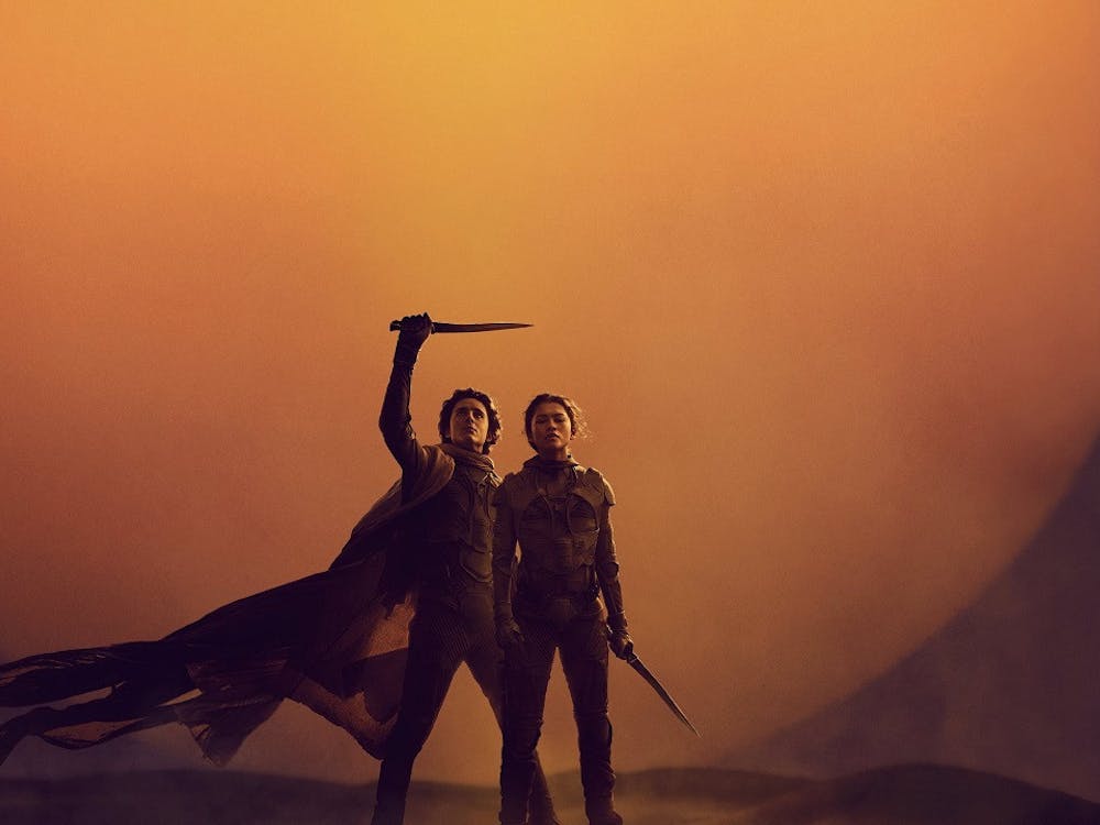 So many striking images shine on screen — from the silhouettes of characters fighting in front of the setting sun, to grand shots of large crowds being led through the deserts of Arrakis by Paul.