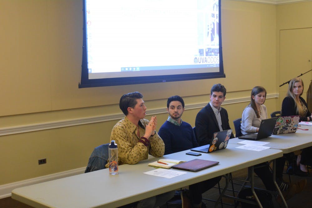 <p>Ty Zirkle, a third-year College student and Student Council Vice President for Organizations, speaks on Young Americans for Freedom's CIO status.</p>