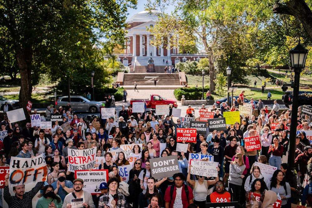 Barely a month later, protestors gathered on the Lawn Oct. 17 to oppose the “Compact for Academic Excellence in Higher Education,” a proposal many viewed as a threat to the University’s academic independence. 