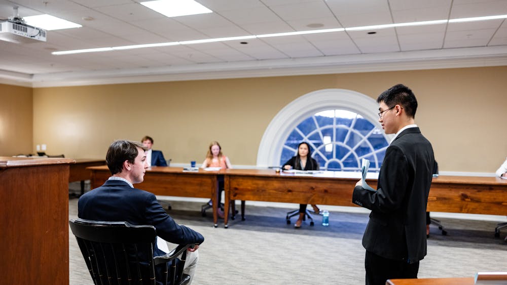 The hazing mock trial was designed to demonstrate an example where Student Affairs sent a potential hazing case to the UJC for further consideration.&nbsp;