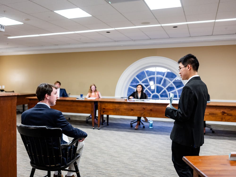 The hazing mock trial was designed to demonstrate an example where Student Affairs sent a potential hazing case to the UJC for further consideration.&nbsp;