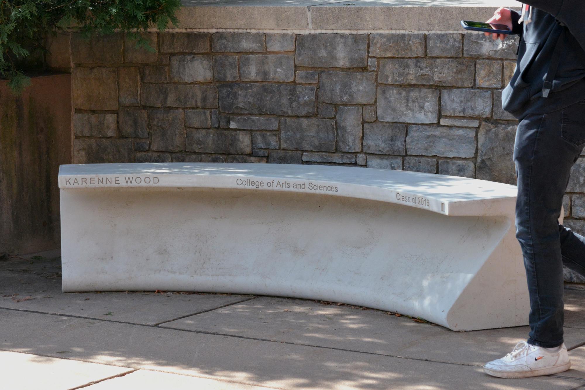 The curved design of the benches encourages conversation among those who sit.&nbsp;