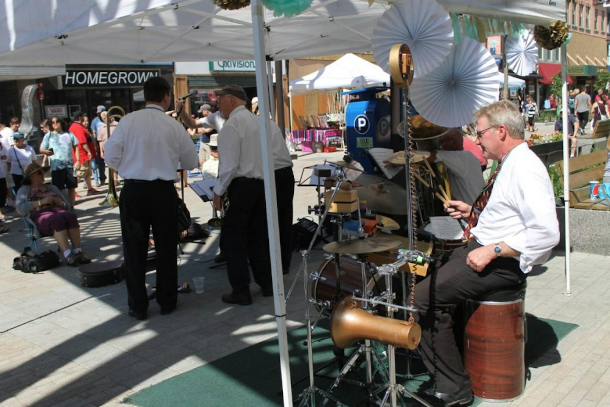 A band performs for festival attendees on State Street Saturday afternoon.