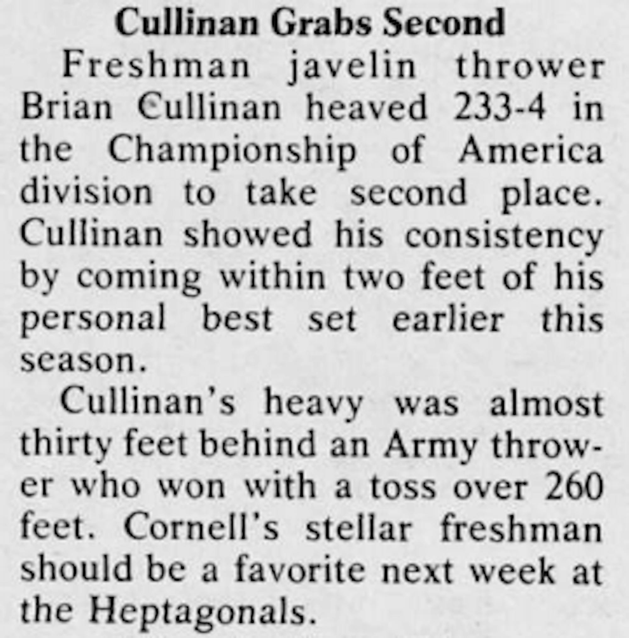 Cullinan '82 was mentioned in the April 30, 1979 edition of The Sun.