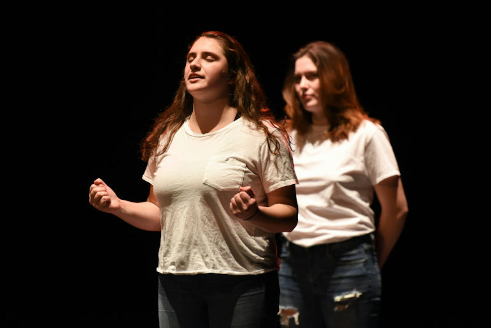 The Vagina Monologues, an annual production sponsored by Cornell Women’s Resource Center, took the stage at Bailey Hall on Saturday. (Boris Tsang / Sun Assistant Photography Editor)