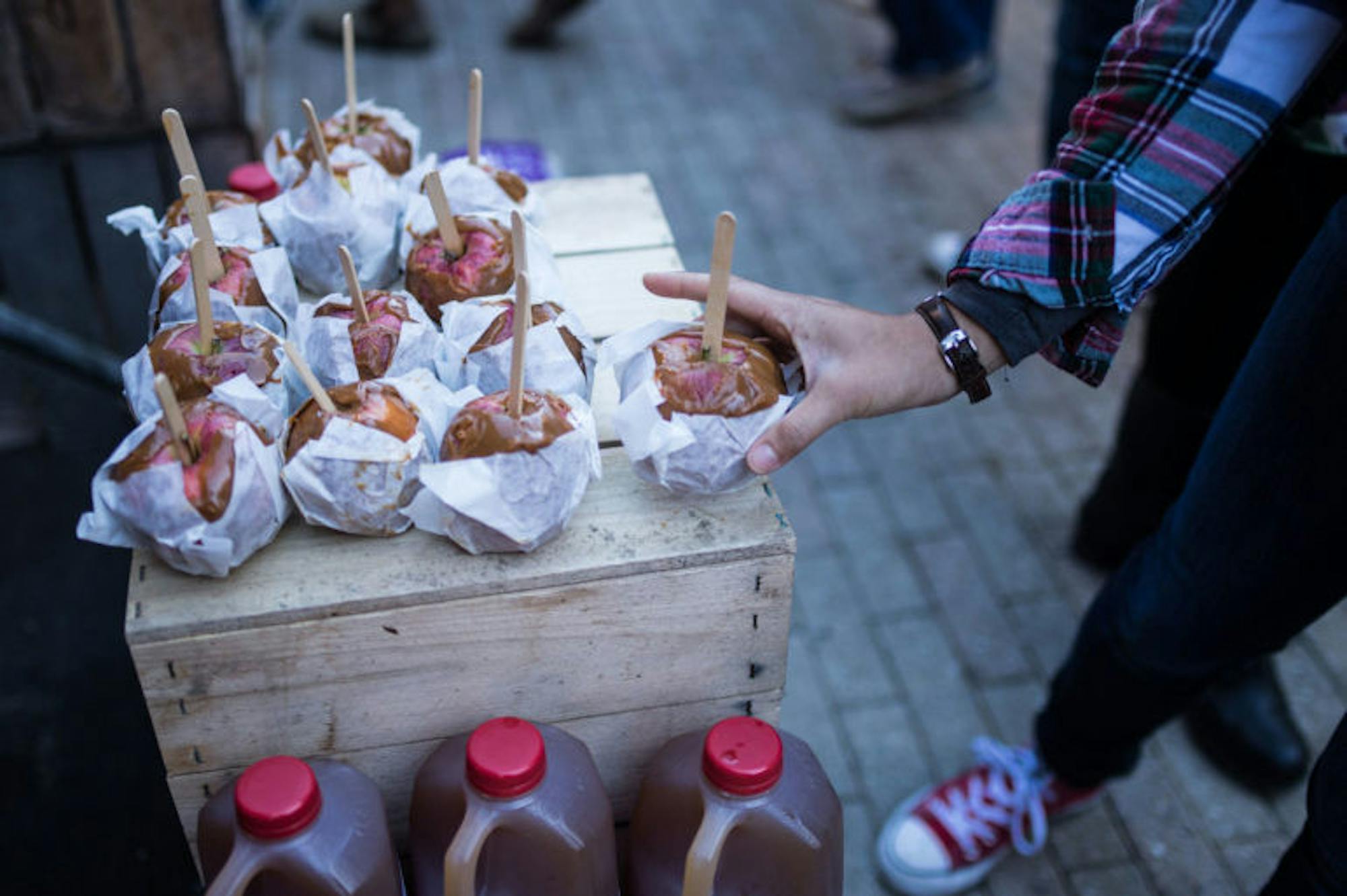 Caramelized apples are one of the most sought after foods at the festival.