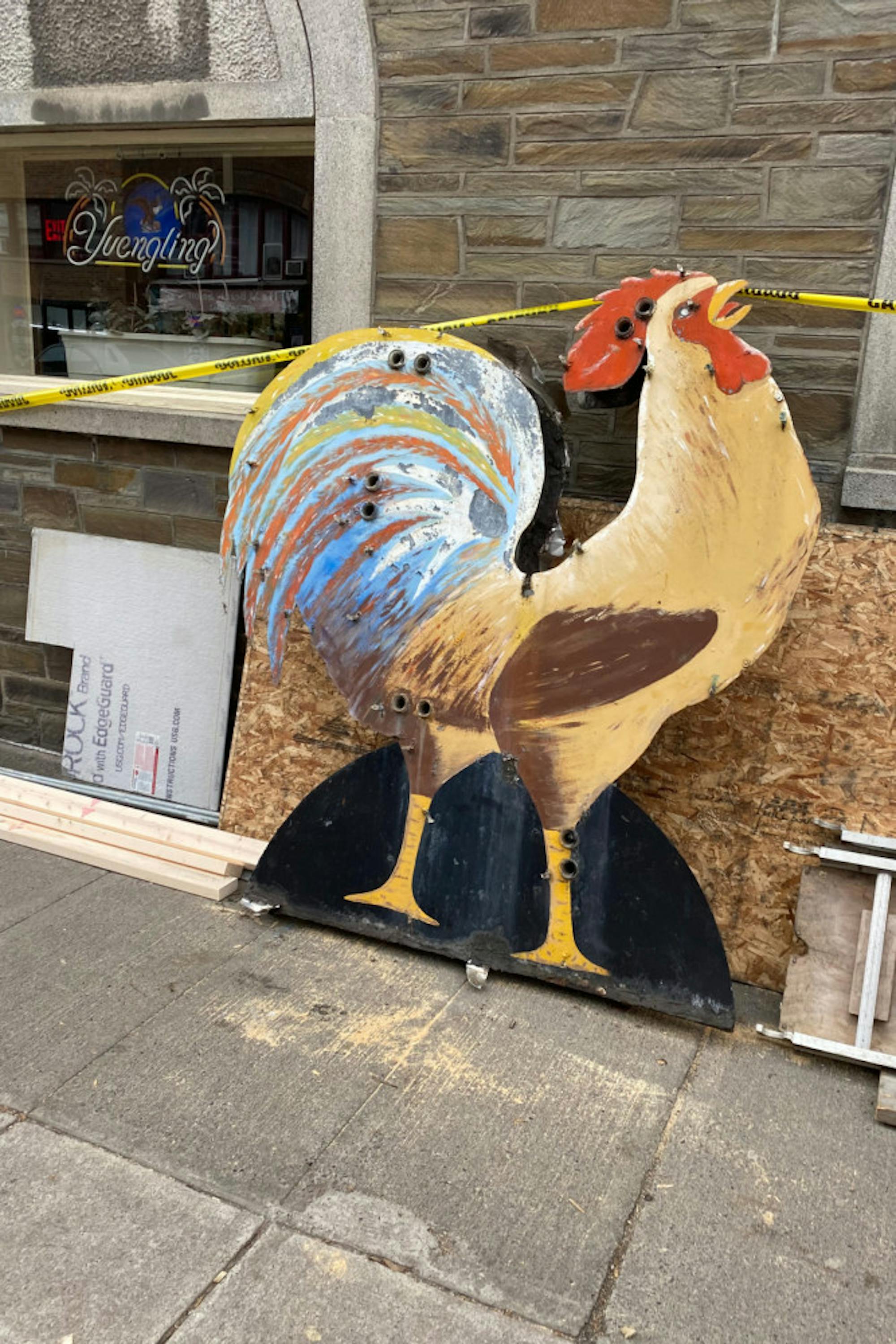 The infamous rooster usually perched atop The Chanticleer, a downtown bar, needed more repairs than originally anticipated.