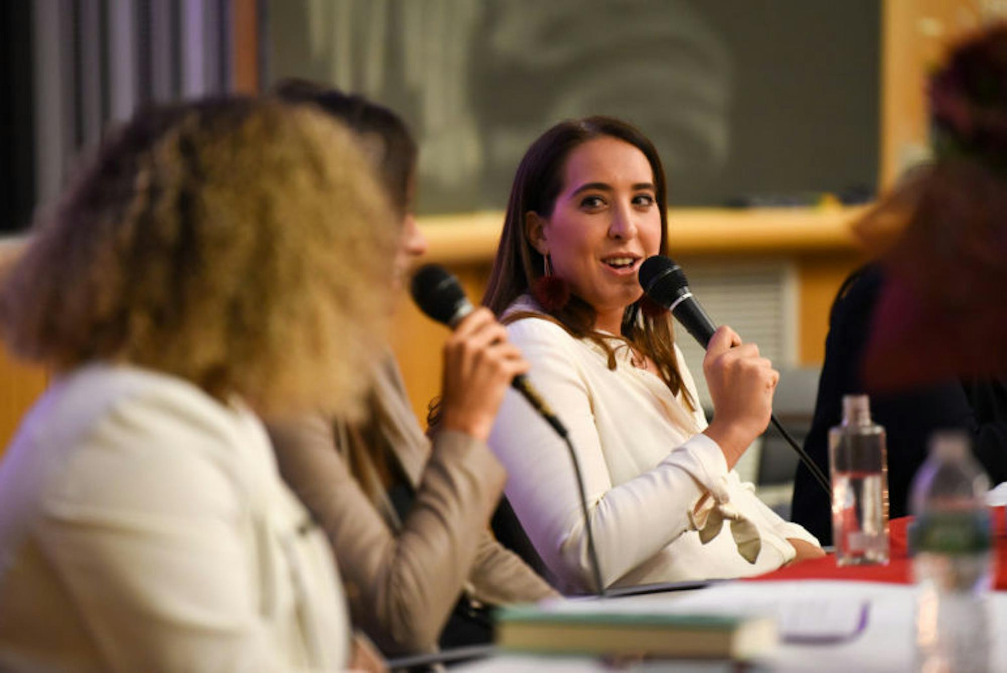 Aleen Kuperman ’11, Jordana Abraham ’11 and Samantha Fishbein ’11, the three Betches founders, spoke on Thursday about their experience at Cornell and how it influenced them as they built their company. (Boris Tsang / Sun Assistant Photography Editor)