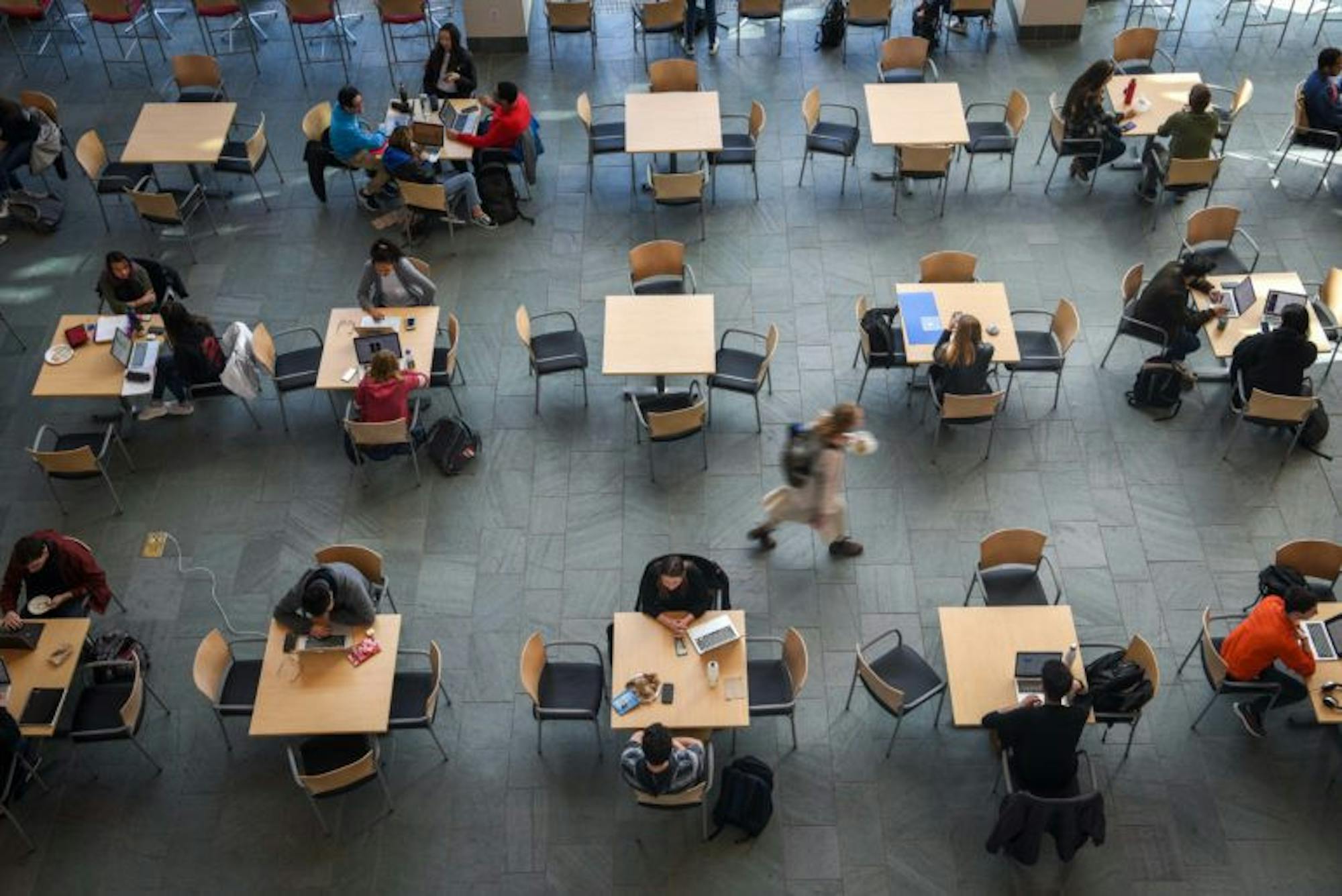 Many of the seats in Duffield Hall, which are typically contested, remain empty on Friday amid the growing threat of COVID-19 on campus. (Boris Tsang/Sun Photography Editor)