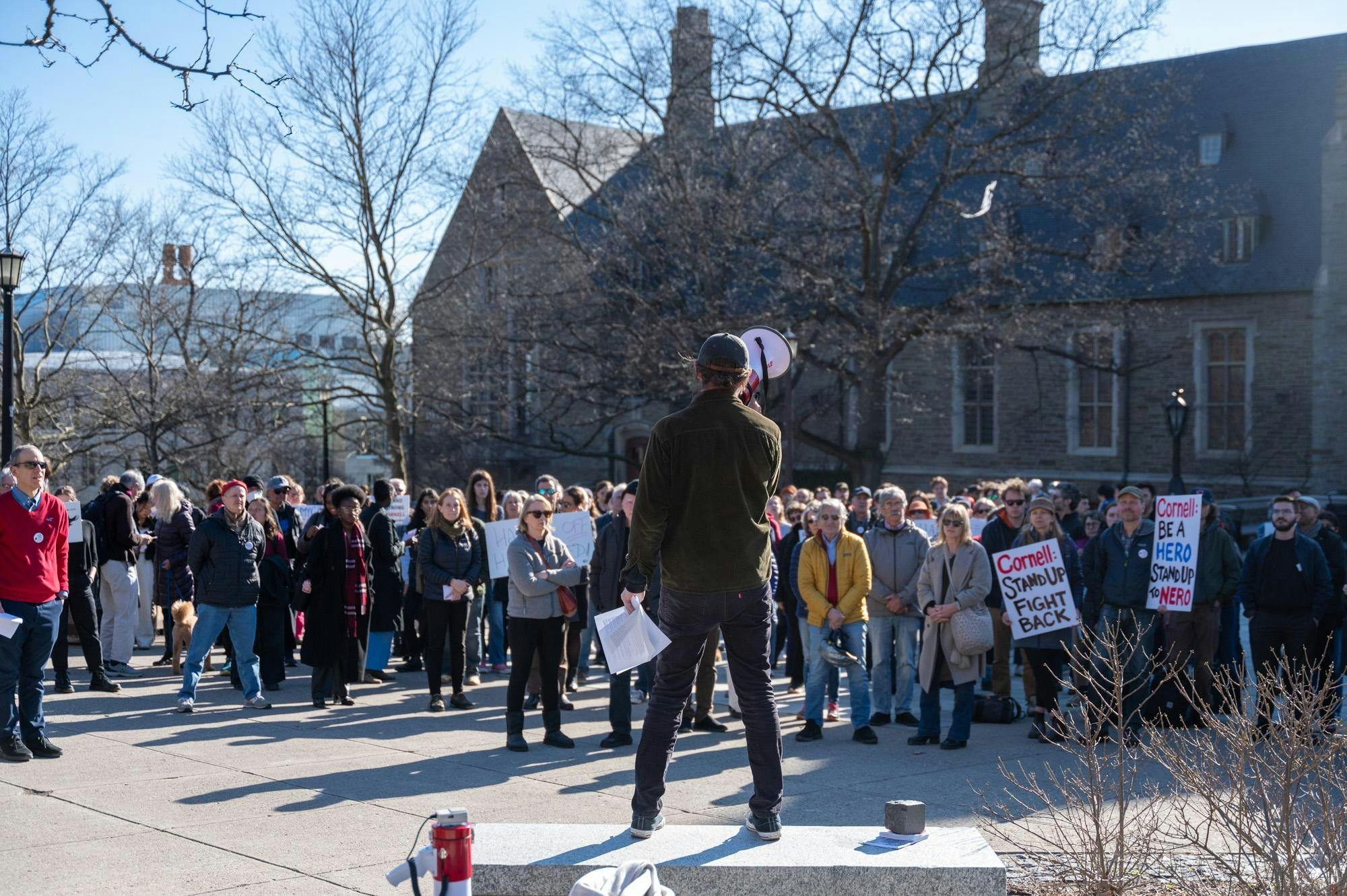 Faculty and Students Assemble On Ho Plaza for Nationwide Academic Freedom Protest