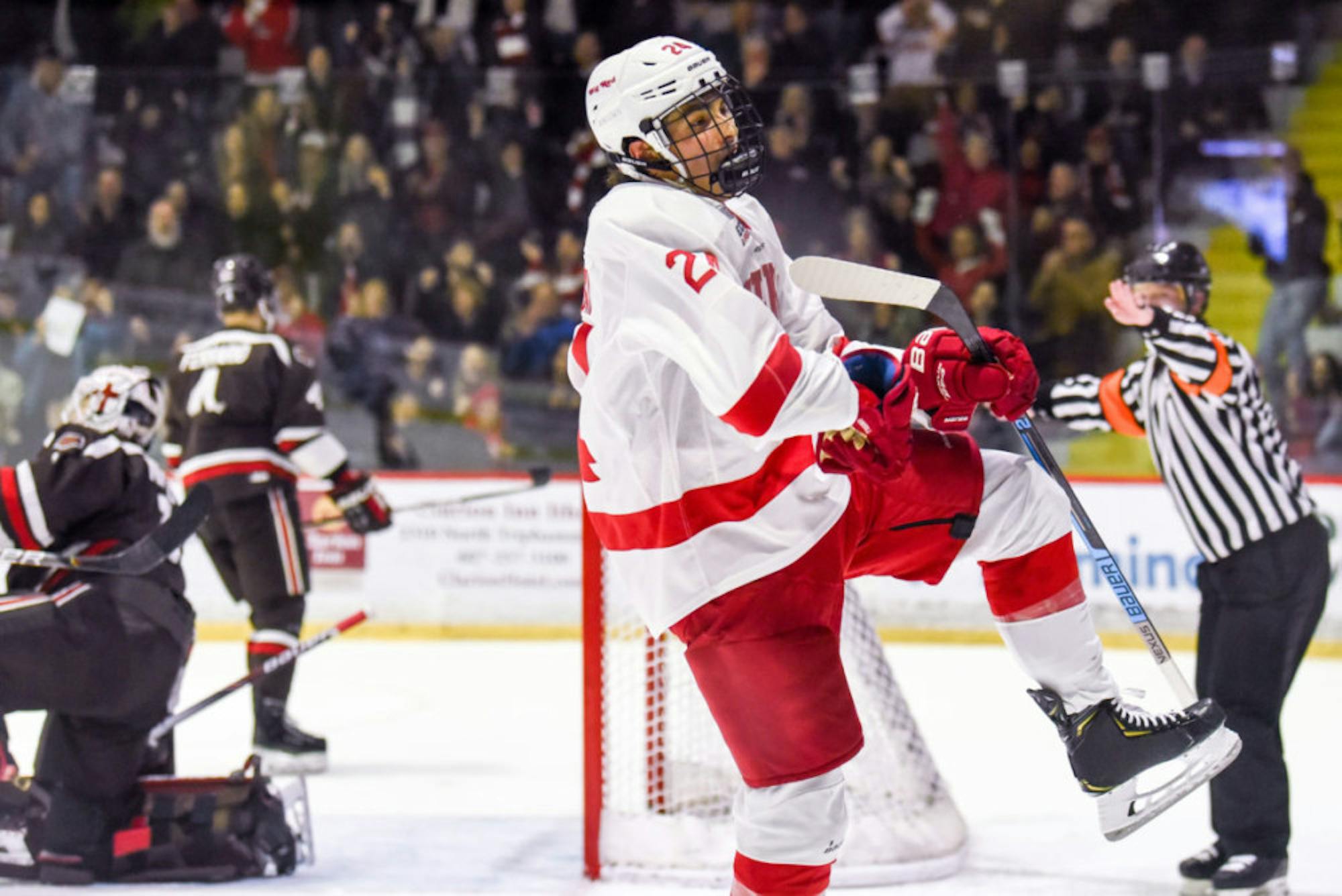 Sam Malinski started contributing to the Red immediately, playing an integral role in the team's 9-0 start in November.