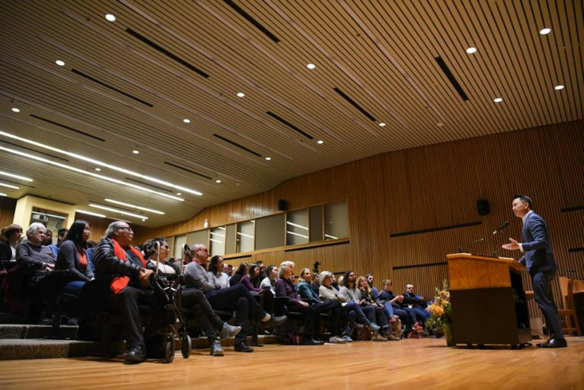 Pulitzer Prize winning novelist Viet Thanh Nguyen read a selection of passages from his books and discussed his experience as a Vietnamese refugee in America on Thursday. (Boris Tsang / Sun Assistant Photography Editor)