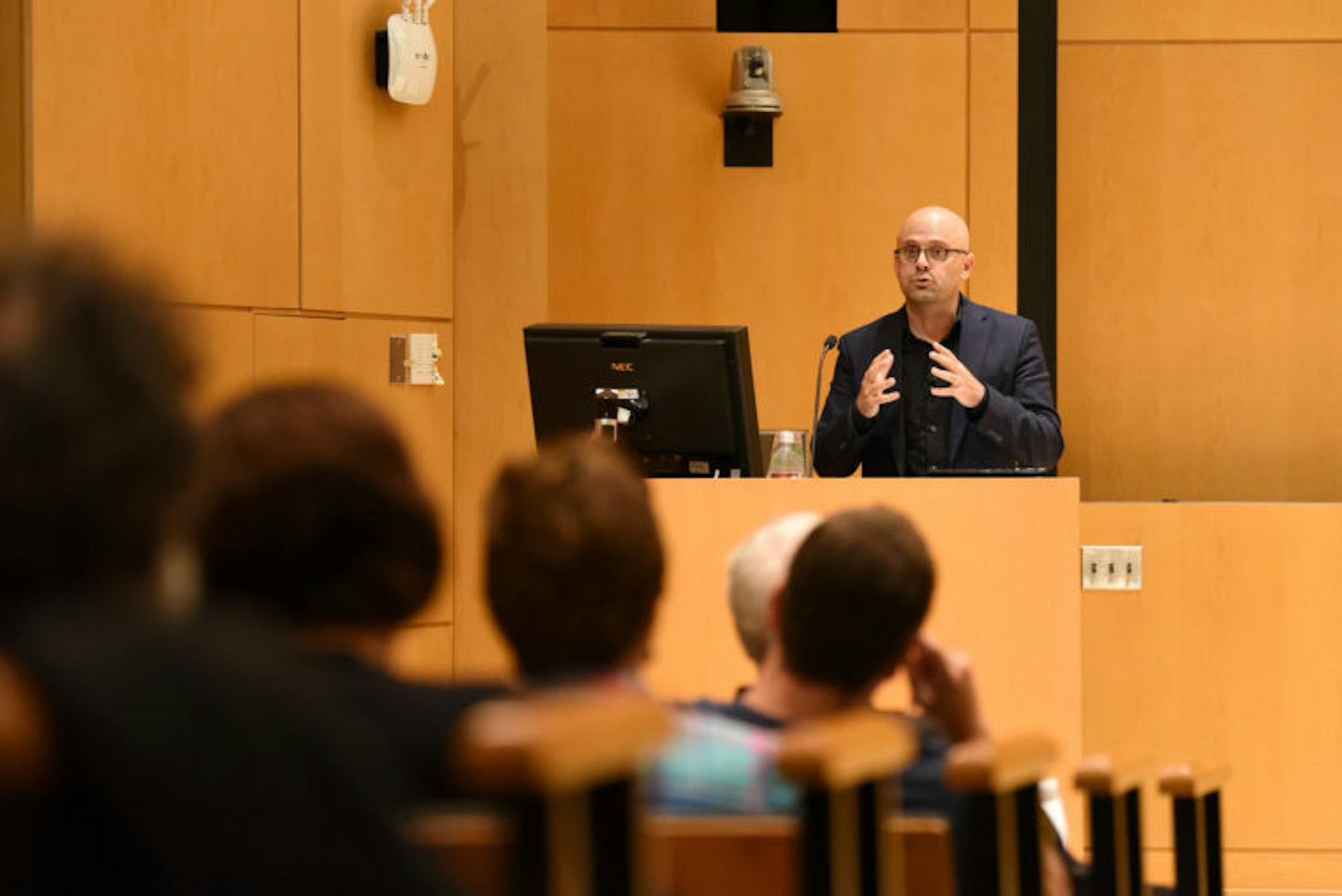On Wednesday, Prof. Daniel Ziblatt, government, Harvard University, discussed ways democracies have fallen and urged audience members to consider how these cases related to the current state of the American democracy. (Boris Tsang / Sun Assistant Photography Editor)