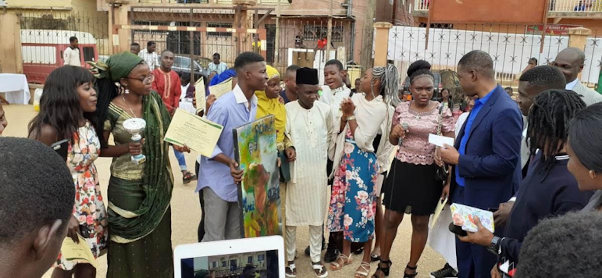 Parfait Eloundou-Enyegue at an event related to his research and community work in Africa.