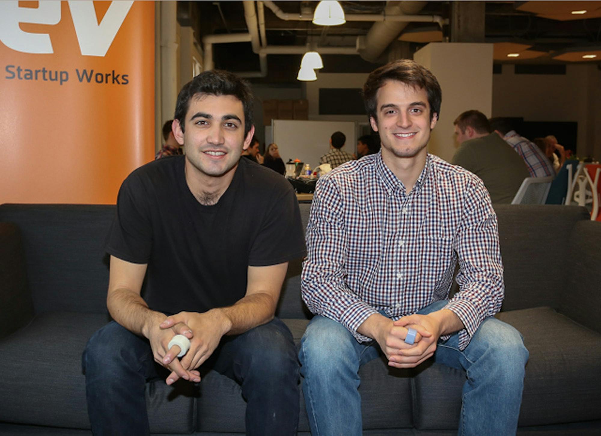 Founders of Specdrums Matthew Skeels '15 M.Eng. '16 (left) and Steven Dourmashkin '15 (right)