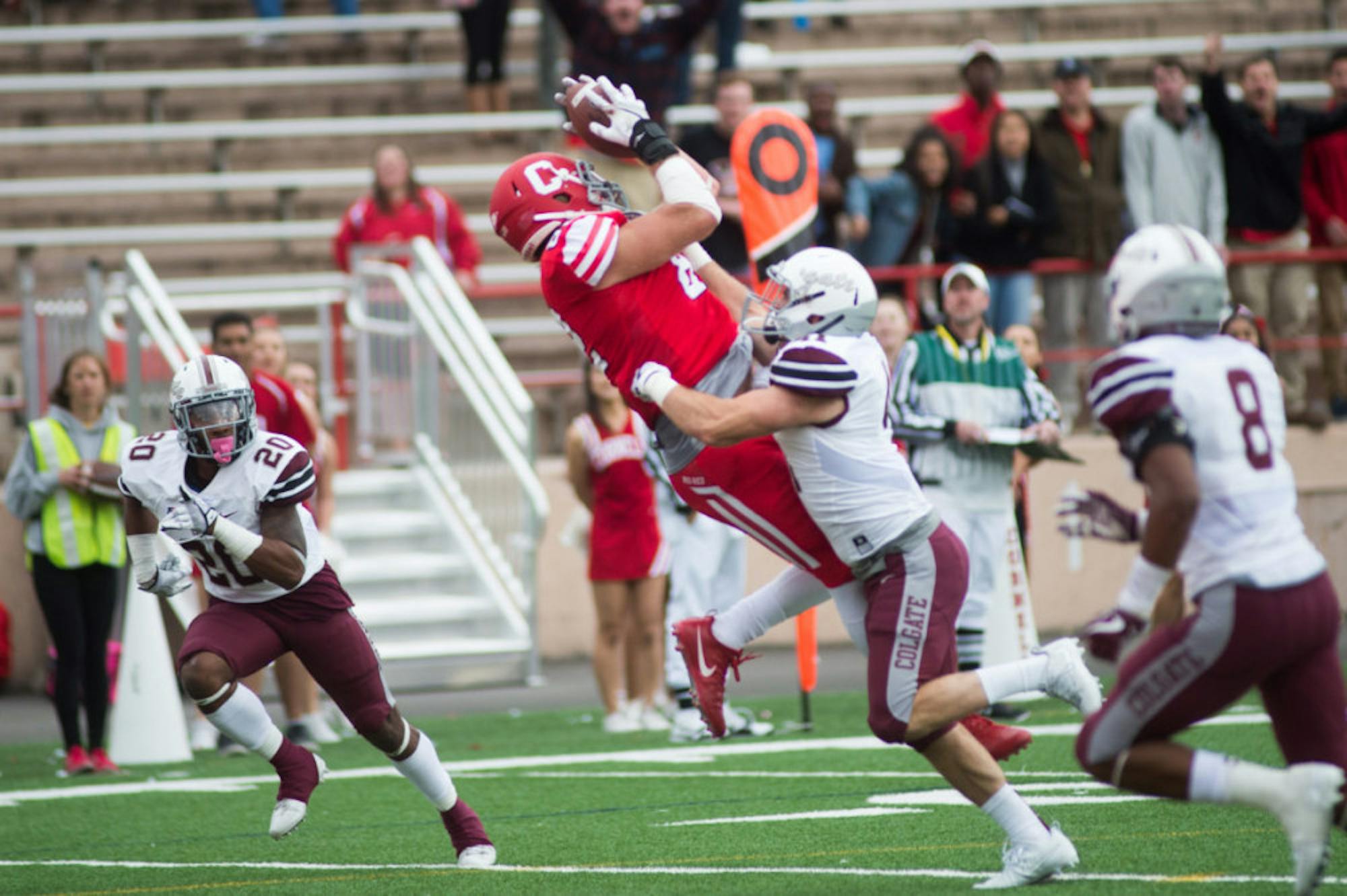 Senior tight end Hayes Nolte sets up Cornell's only touchdown of the day with a 26-yard reception to the 1-yard line.