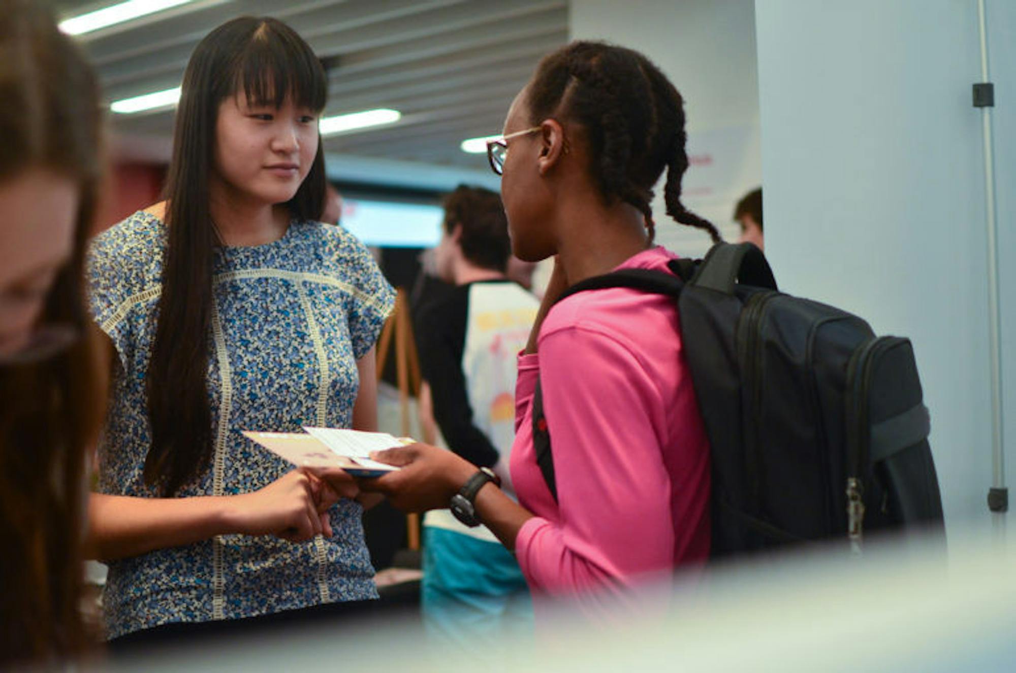 Students exchange ideas at the Entrepreneurship Kick Off in eHub Kennedy Hall on September 13th, 2017. (Emma Hoarty / Staff Photographer)