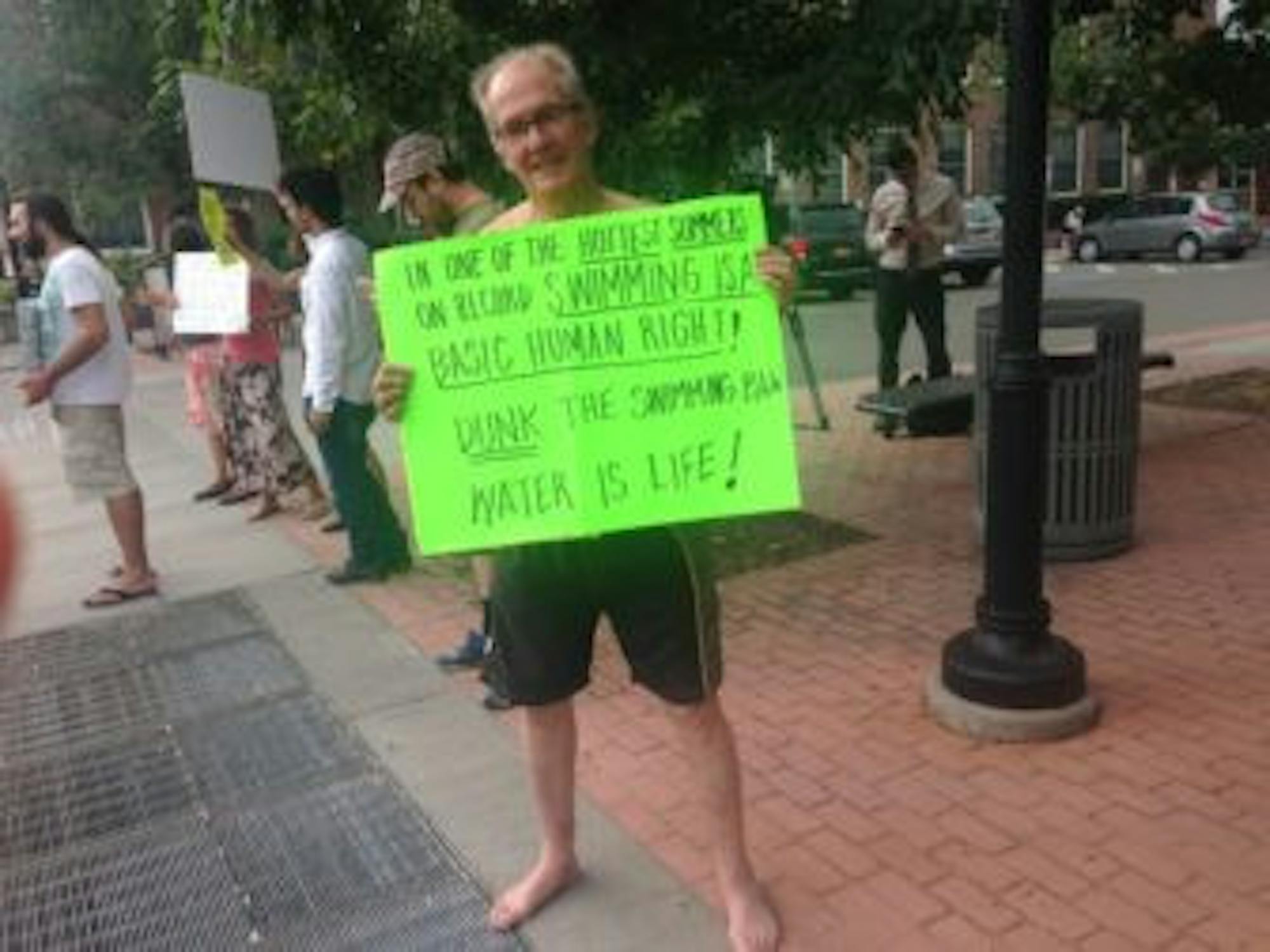 Many protestors called swimming in the gorges a fun and active outdoor activity for parents and children alike.