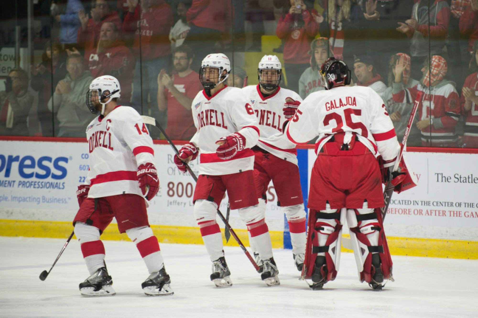 Freshman goalie Matt Galajda (#35) has been a pleasant surprise for Cornell in net and resembles a ready-to-contribute freshman class.