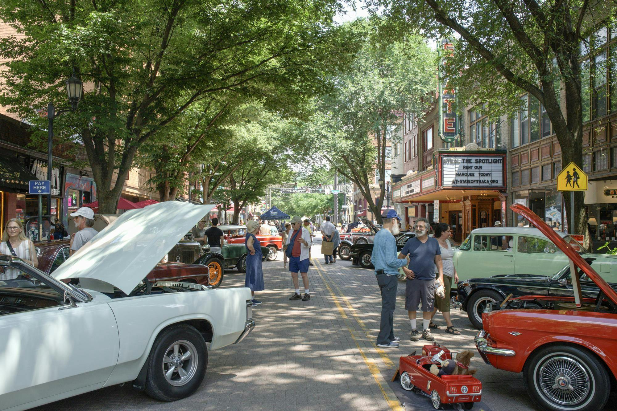 People Downtown Enjoy Car Show