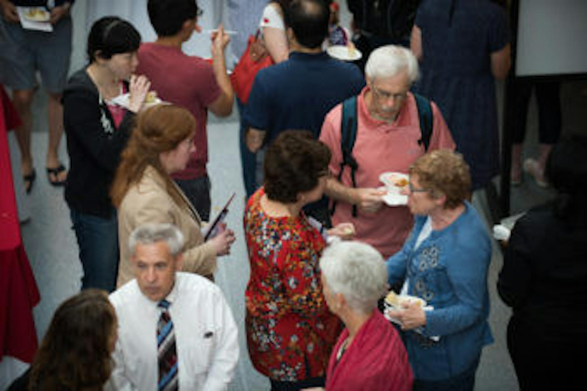 Martha Pollack speaks to student researchers in the Physical Sciences Building, August 24th, 2017.