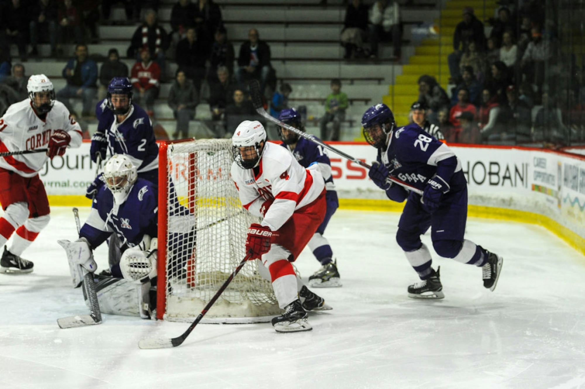 Despite getting outshot 16-8 in the second period, Cornell fought back to outshoot Niagara 12-4 for a four-goal third period.