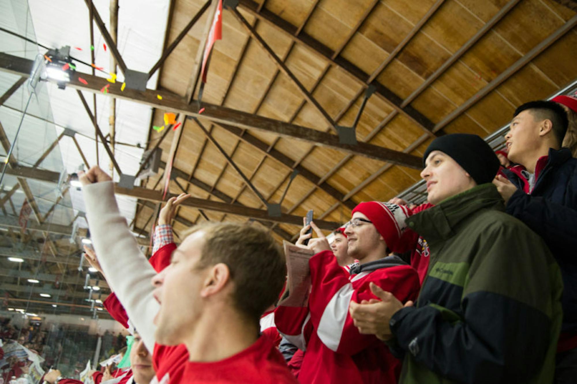 As per tradition, the Lynah Faithful tossed fish onto the ice before the game