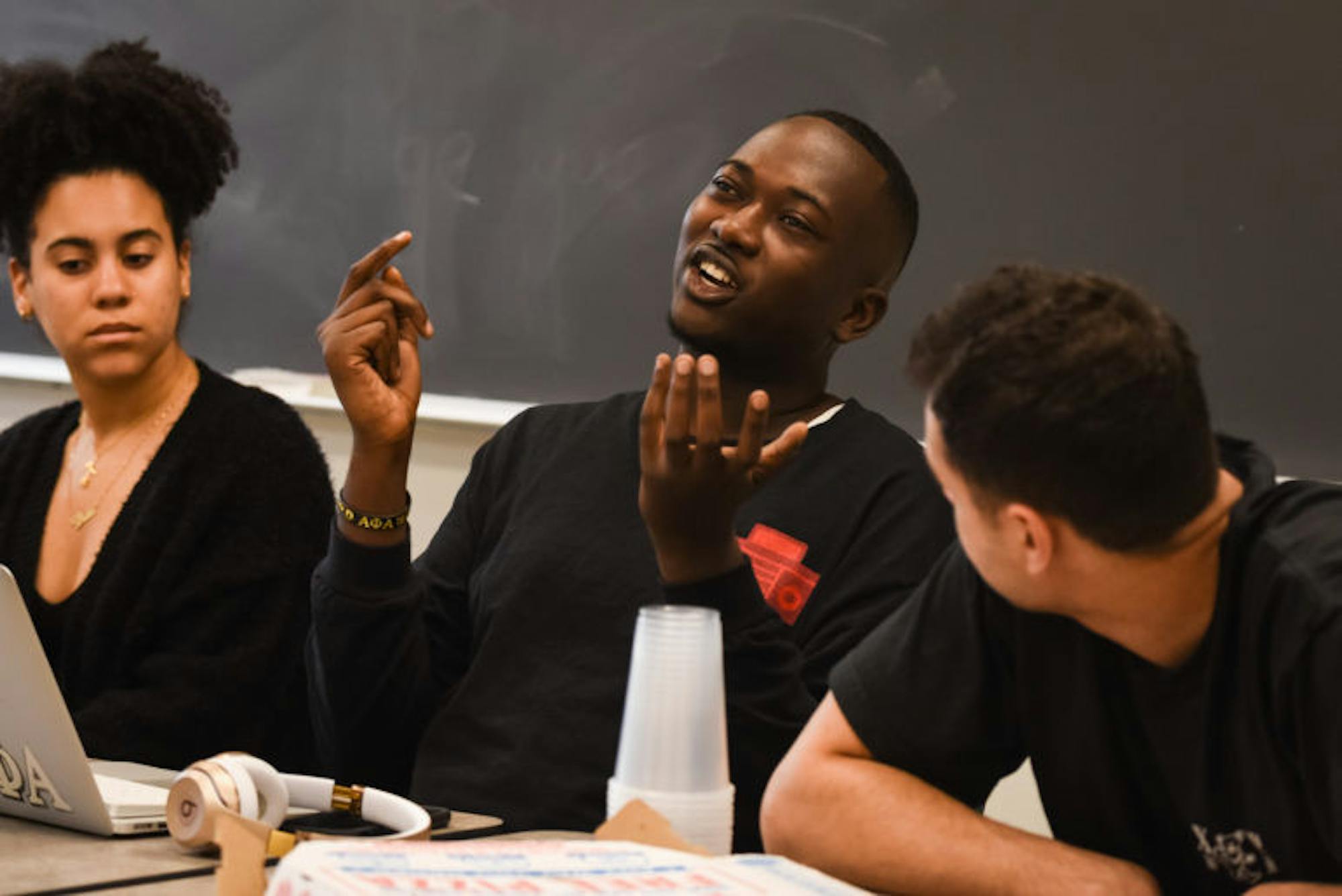 Member of Hip-Hop Heads at Cornell University engage in discussion at their meeting on Friday. (Alice Song / Sun Senior Photographer)