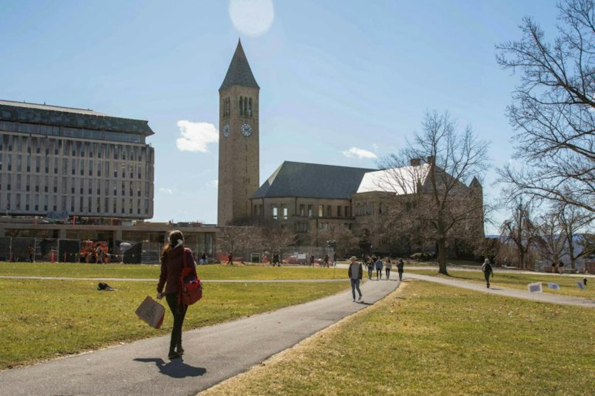 On Friday when students learned that the University would suspend classes until after spring break, Cornellians enjoyed the warm weather, despite the pressing news. (Hannah Rosenberg/Sun Assistant Photography Editor)