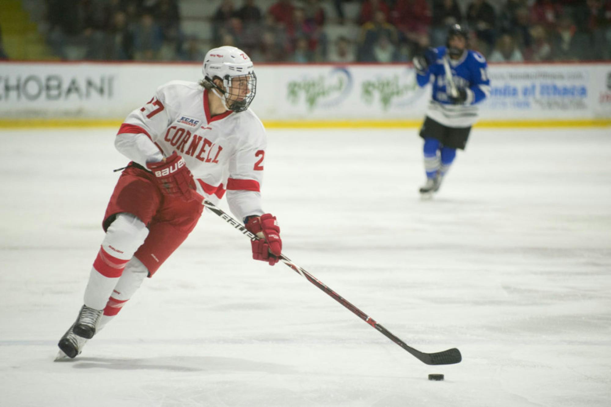Freshman forward Morgan Barrok (pictured), a draft pick of the New York Rangers, scored in his collegiate debut as an example of a freshman making an immediate impact.