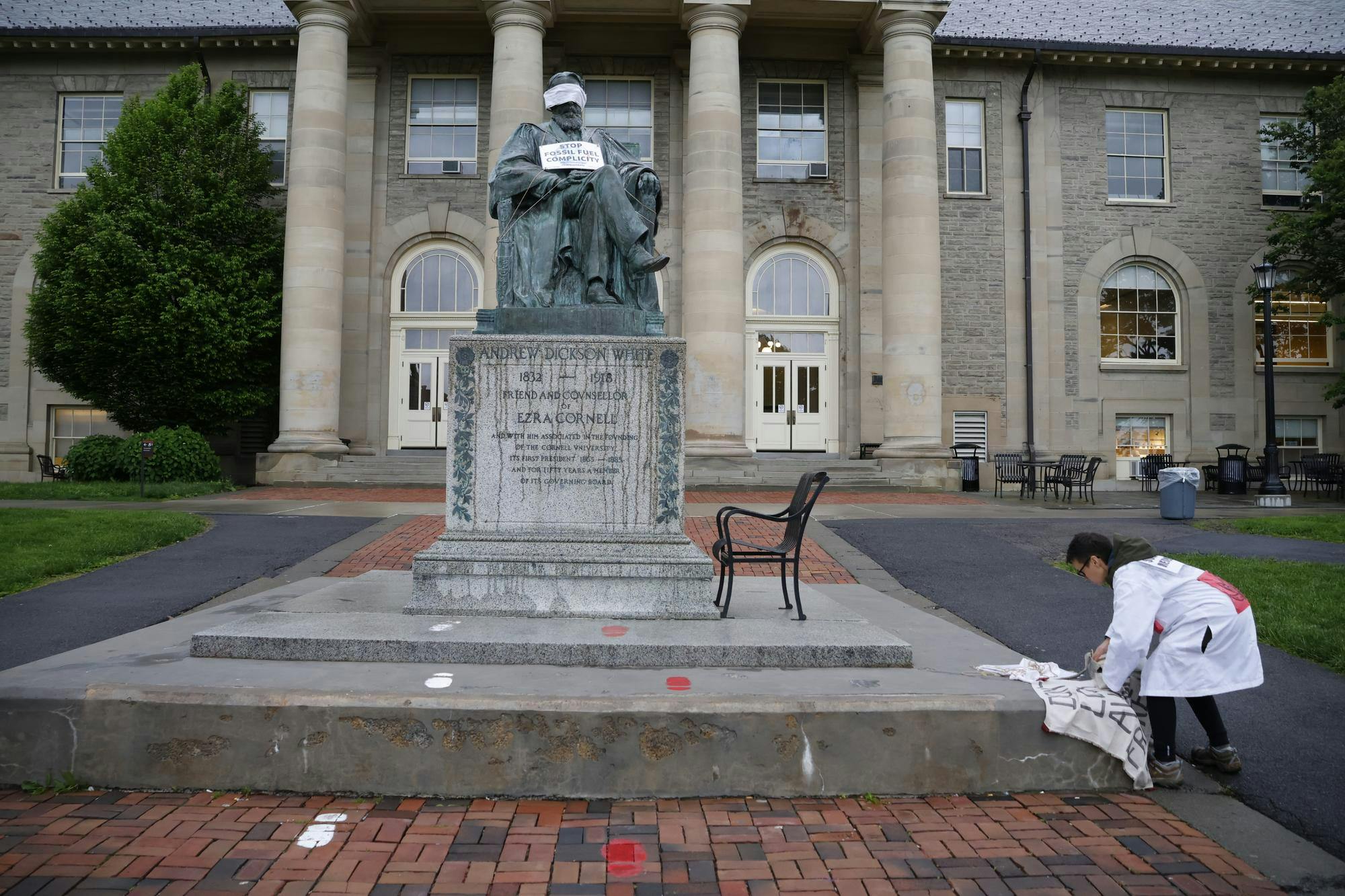AD White Statue Protest