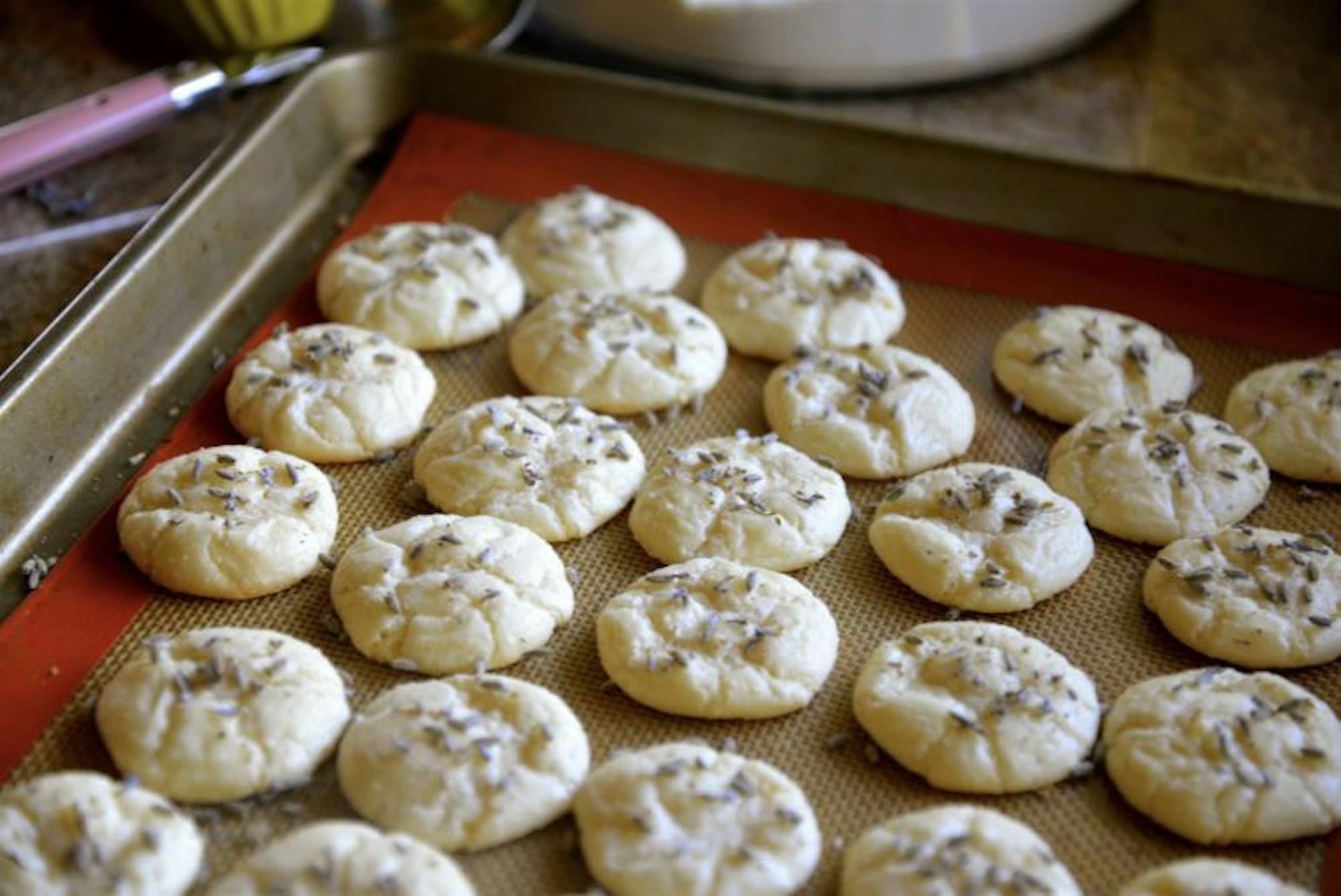The less aesthetic but still delicious white macarons. (Amelia Clute / Sun Staff Writer)