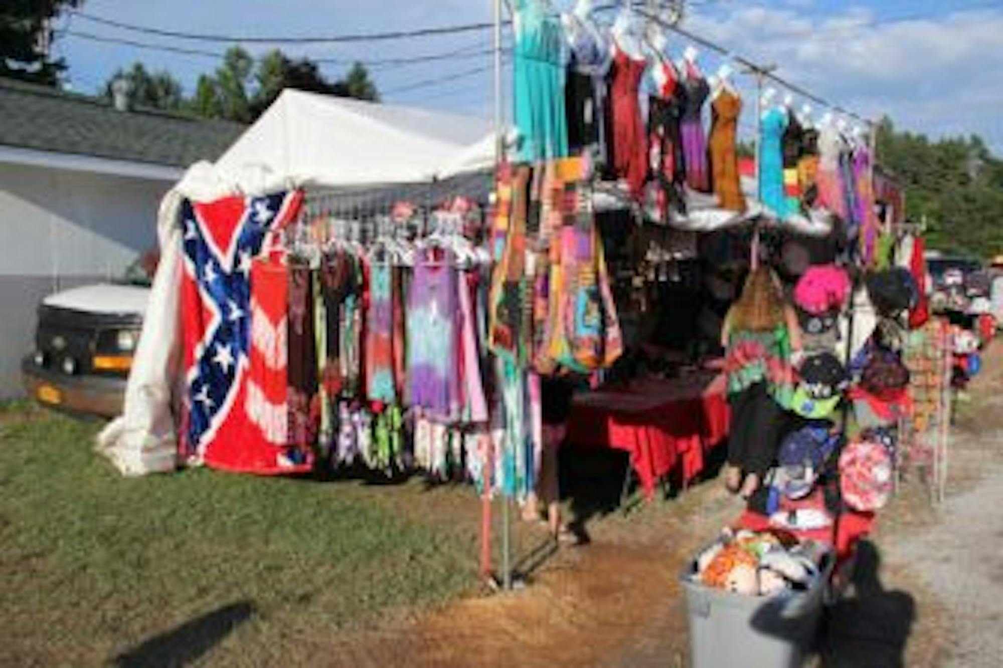 A Confederate flag on display alongside apparel items at a state fair in Delaware in 2016.