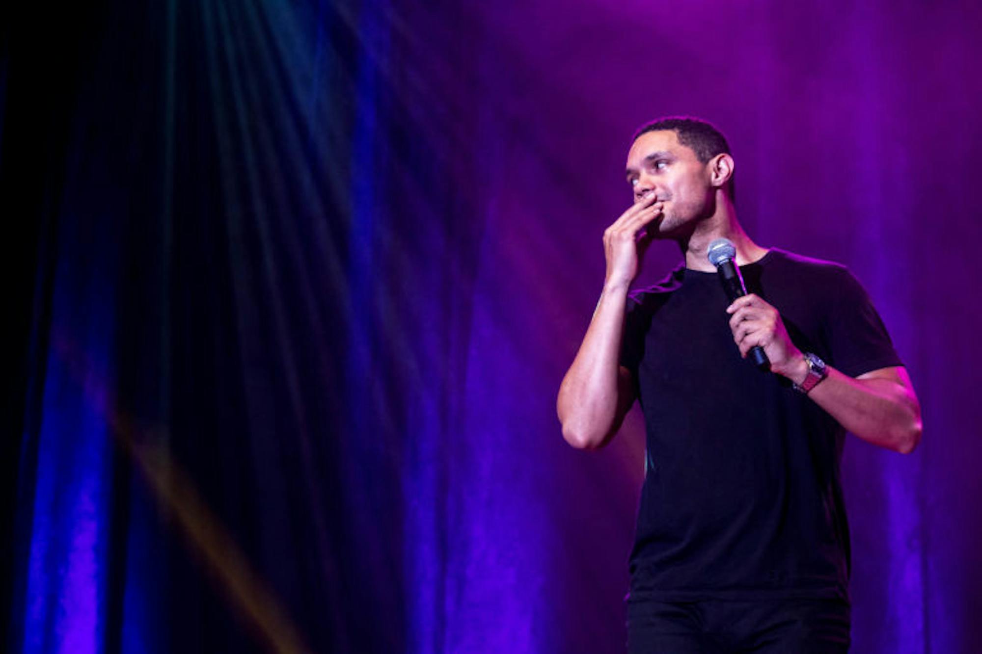 The Daily Show host Trevor Noah tells Cornellians to ask themselves what kind of person they are in his talk on Sept.17, 2017 ( Michael Wenye Li/ Sun Assistant Photography Editor)