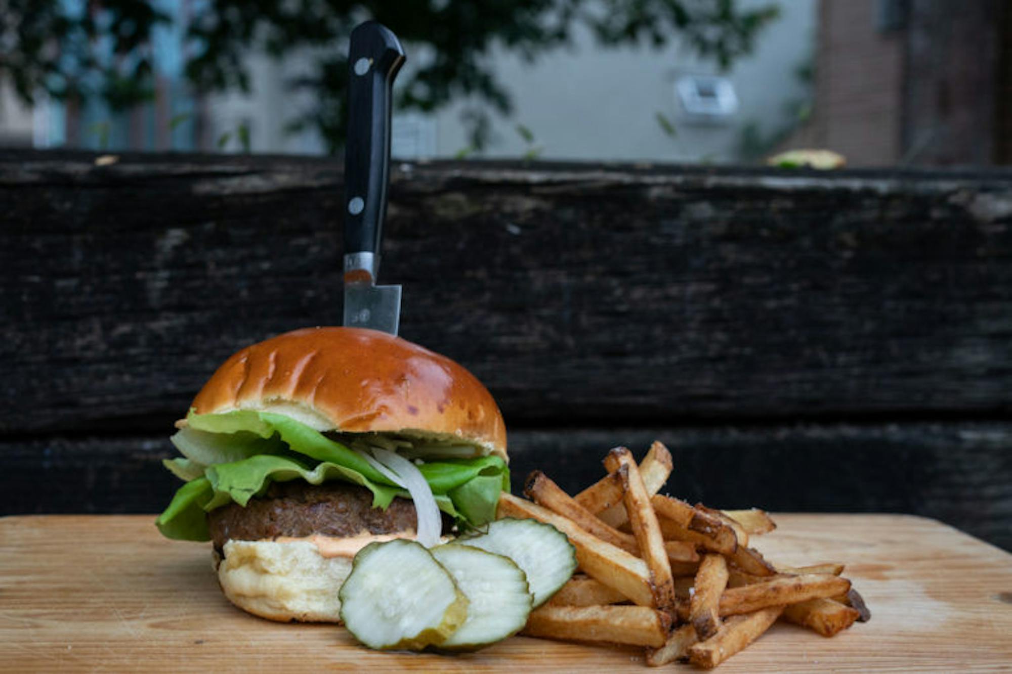 A burger and fries, 2 Stay 2 Go. (Ben Parker/Sun Assistant Photography Editor)