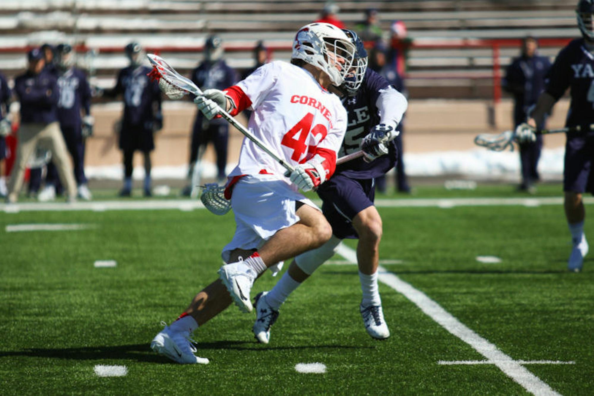The men's lacrosse team put up a good fight against the defending Ivy League champions but ultimately fell 13-11 against Yale on Saturday.