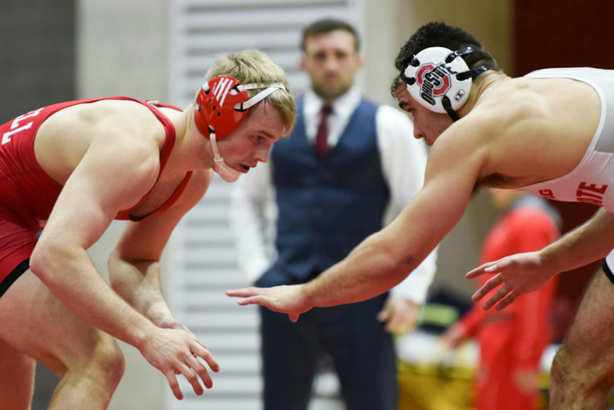 Brandon Womack (174) was one of several Cornell wrestlers who had the opportunity to top a ranked Buckeye but fell just short Friday night.
