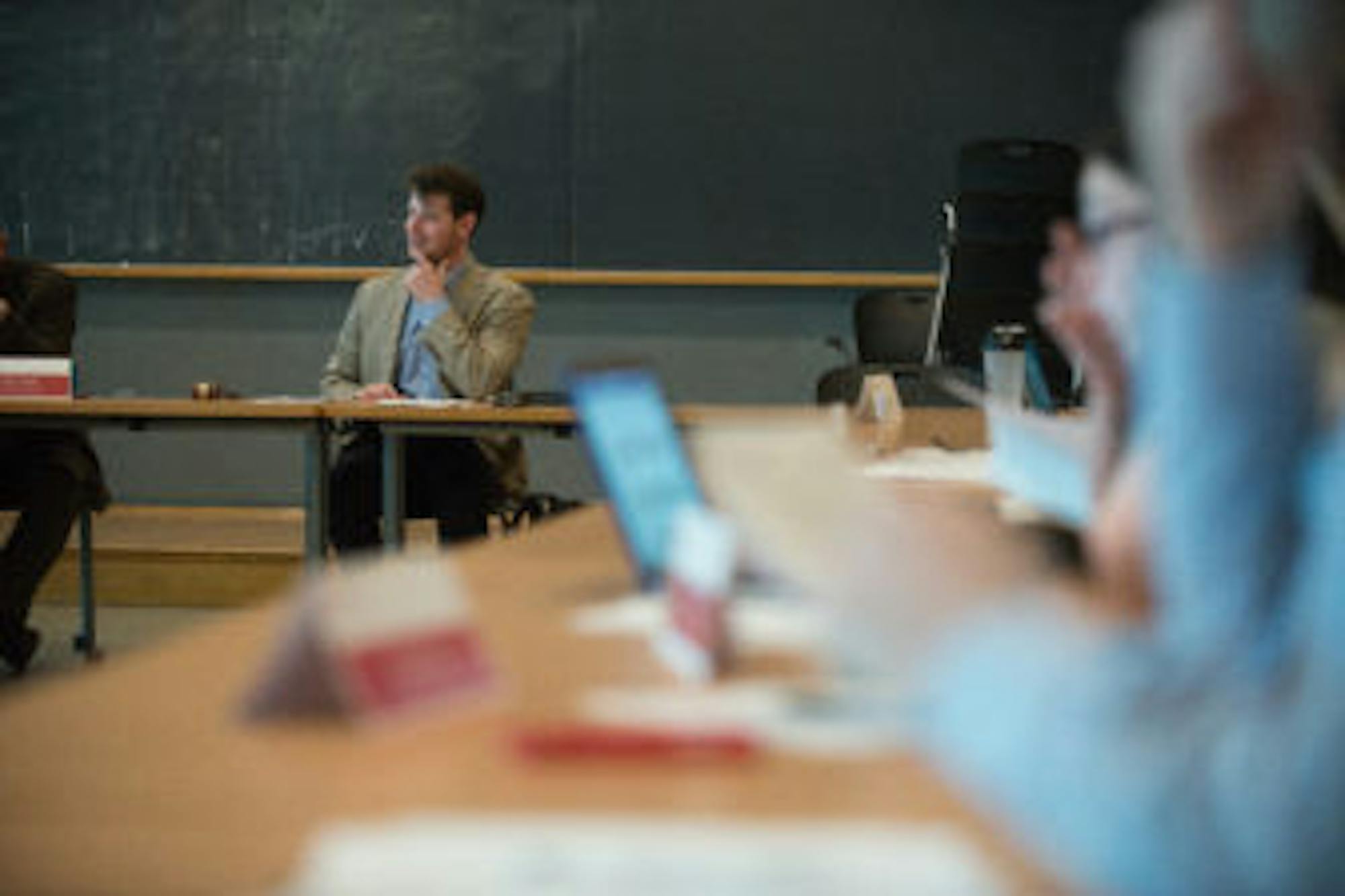 University Assembly Chair Gabriel Kaufman ’18 speaks at the assembly meeting Tuesday.